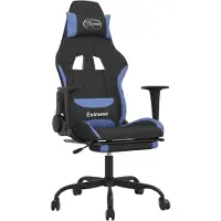 vidaXL Gaming-Stuhl mit Fußstütze Schwarz und Blau Stoff