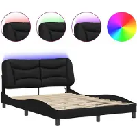 vidaXL Bettgestell mit LED ohne Matratze "Hvar" Schwarz 140x200 cm