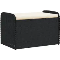 vidaXL Sitzbank mit Stauraum & Kissen Schwarz 80x51x52 cm Poly Rattan
