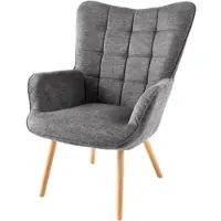 Riess Sessel SCANDINAVIA grau Strukturstoff Massivholz -Beine mit Armlehnen modern