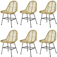 vidaXL Esszimmerstühle 6 Stk. Rattan Natur