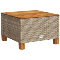 vidaXL Gartentisch Beige 55x55x36 cm Poly Rattan Akazienholz