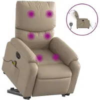 vidaXL Massagesessel mit Aufstehhilfe Elektrisch Cappuccino Kunstleder