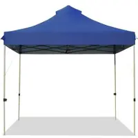 Costway 3 m x 3 m großes Pop-up-Überdachungszelt, einfach aufzubauendes Partyzelt, tragbares kommerzielles Messezelt mit fahrbarer Tragetasche, 3 verstellbaren Höhen Blau