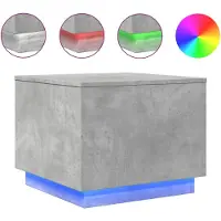 vidaXL Couchtisch mit LED-Leuchten Betongrau 50x50x40 cm