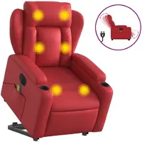 vidaXL Massagesessel mit Aufstehhilfe Elektrisch Rot Kunstleder