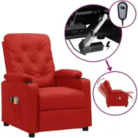 vidaXL Massagesessel Elektrisch Weinrot Kunstleder