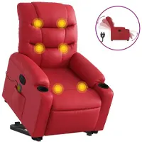 vidaXL Massagesessel mit Aufstehhilfe Elektrisch Rot Kunstleder