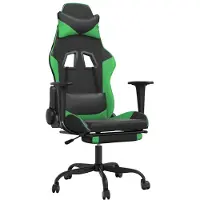 vidaXL Gaming-Stuhl mit Massage & Fußstütze Schwarz & Grün Kunstleder