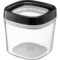 Galicja AMOS 600 ml quadratischer, transparenter Lebensmittelbehälter mit schwarzem Deckel