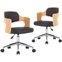 vidaXL Esszimmerstühle 2 Stk. Drehbar Schwarz Bugholz und Kunstleder