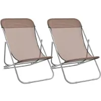 vidaXL Strandstühle 2 Stk. Braun Textilene & Pulverbeschichteter Stahl