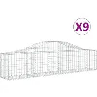 vidaXL Gabionen mit Hochbogen 9 Stk. 200x30x40/60 cm Verzinktes Eisen