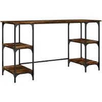 vidaXL Schreibtisch Räuchereiche 140x50x75 cm Metall Holzwerkstoff