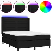 vidaXL Boxspringbett mit Matratze & LED Schwarz 140x190 cm Stoff