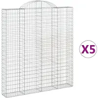 vidaXL Gabionen mit Hochbogen 5 Stk. 200x30x220/240cm Verzinktes Eisen