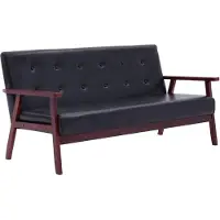 vidaXL Sofa 3-Sitzer Schwarz Kunstleder