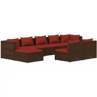vidaXL 9-tlg. Garten-Lounge-Set mit Kissen Braun Poly Rattan
