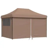 vidaXL Partyzelt Faltbar Pop-Up mit 4 Seitenteilen Braun