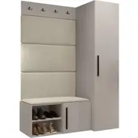 Mirjan 24 Garderoben-Set Medi II, Schuhschrank, Kleiderhakenbrett, 4x Paneel 84x42, 4 Kleiderhaken (Farbe: Cashmere, Manila 02)