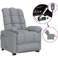 vidaXL Massagesessel Elektrisch Hellgrau Stoff