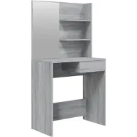 vidaXL Schminktisch mit Spiegel Grau Sonoma 74,5x40x141 cm