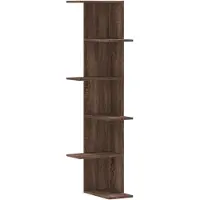 vidaXL Wand-Eckregal Braun Eichen-Optik 36,5x36,5x140 cm Holzwerkstoff