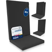 Beautissu 4er Set Hochlehner Auflage wasserdicht 100x50x5,5cm Anthrazit