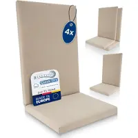 Beautissu 4er Set Hochlehner Auflage wasserdicht 100x50x5,5cm Beige