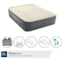 Intex Luftbett - 2 Personen - 152 x 203 x 46 cm - Grau - Mit elektrischer Pumpe, Spannbettlaken Weiß, Kopfkissen, Molton 2 in 1 Kissenbezüge en Reperaturset