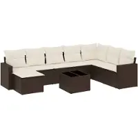vidaXL 9-tlg. Garten-Sofagarnitur mit Kissen Braun Poly Rattan