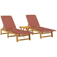 vidaXL Sonnenliegen 2 Stk. mit Tisch Rot Massivholz Akazie