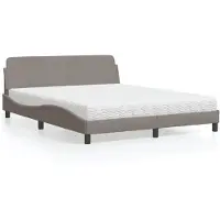 vidaXL Bett mit Matratze "Dover" Taupe 160x200 cm Stoff