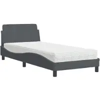 vidaXL Bett mit Matratze "Dover" Dunkelgrau 90x190 cm Samt