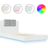 vidaXL Bettgestell mit Kopfteil und LED-Leuchten Weiß 100x200 cm