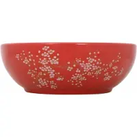 vidaXL Aufsatzwaschbecken Weiß und Rot Rund Ø41x14 cm Keramik
