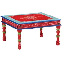vidaXL Couchtisch Rot Handbemalt Massivholz Mango