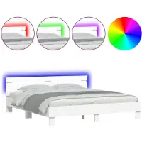 vidaXL Bettgestell mit Kopfteil und LED-Beleuchtung Weiß 180x200 cm