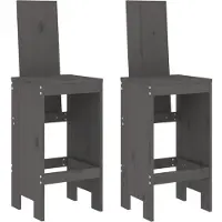vidaXL Barhocker 2 Stk. Grau 40x42x120 cm Massivholz Kiefer