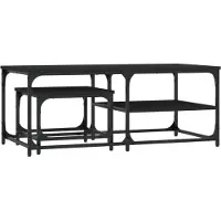 vidaXL Satztische 2 Stk. Schwarz Holzwerkstoff