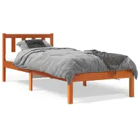 vidaXL Massivholzbett ohne Matratze Wachsbraun 100x200 Kiefernholz
