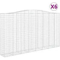 vidaXL Gabionen mit Hochbogen 6 Stk. 400x50x220/240cm Verzinktes Eisen