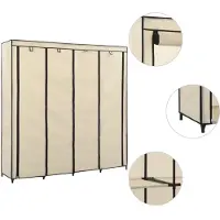 vidaXL Kleiderschrank mit 4 Fächern Creme 175 x 45 x 170 cm