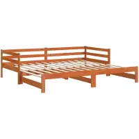 Super Merchant Tagesbett Ausziehbar Wachsbraun 90x200 cm Massivholz Kiefer
