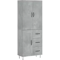 vidaXL Highboard Betongrau 69,5x34x180 cm Holzwerkstoff