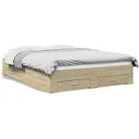 vidaXL Bettgestell mit Schubladen Sonoma-Eiche 160x200cm Holzwerkstoff