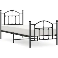 vidaXL Bettgestell mit Kopf- und Fußteil Metall Schwarz 80x200 cm