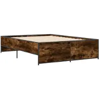 vidaXL Bettgestell Räuchereiche 135x190 cm Holzwerkstoff und Metall