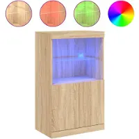 vidaXL Sideboard mit LED-Leuchten Sonoma-Eiche 60,5x37x100 cm