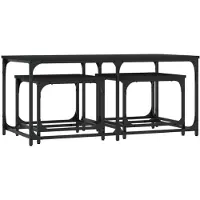 vidaXL Satztische 3 Stk. Schwarz Holzwerkstoff